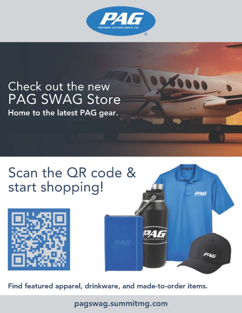 Graphic demonstrating our New PAG SWAG Online Merchandise Store is the spot for the latest Precision Aviation Group gear.